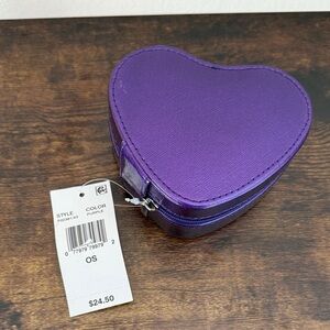 Jewelry Box - Purple Shine Zip Around Heart Shaped by Stella & Max